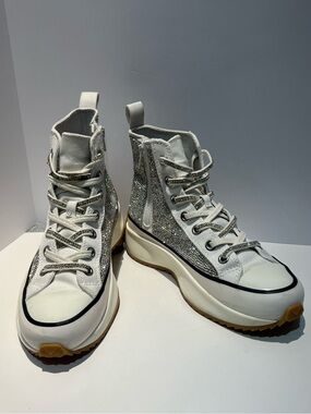 Steve Madden Women's Rhinestone Embellished High Top Platform Sneakers Sz 8 F 25